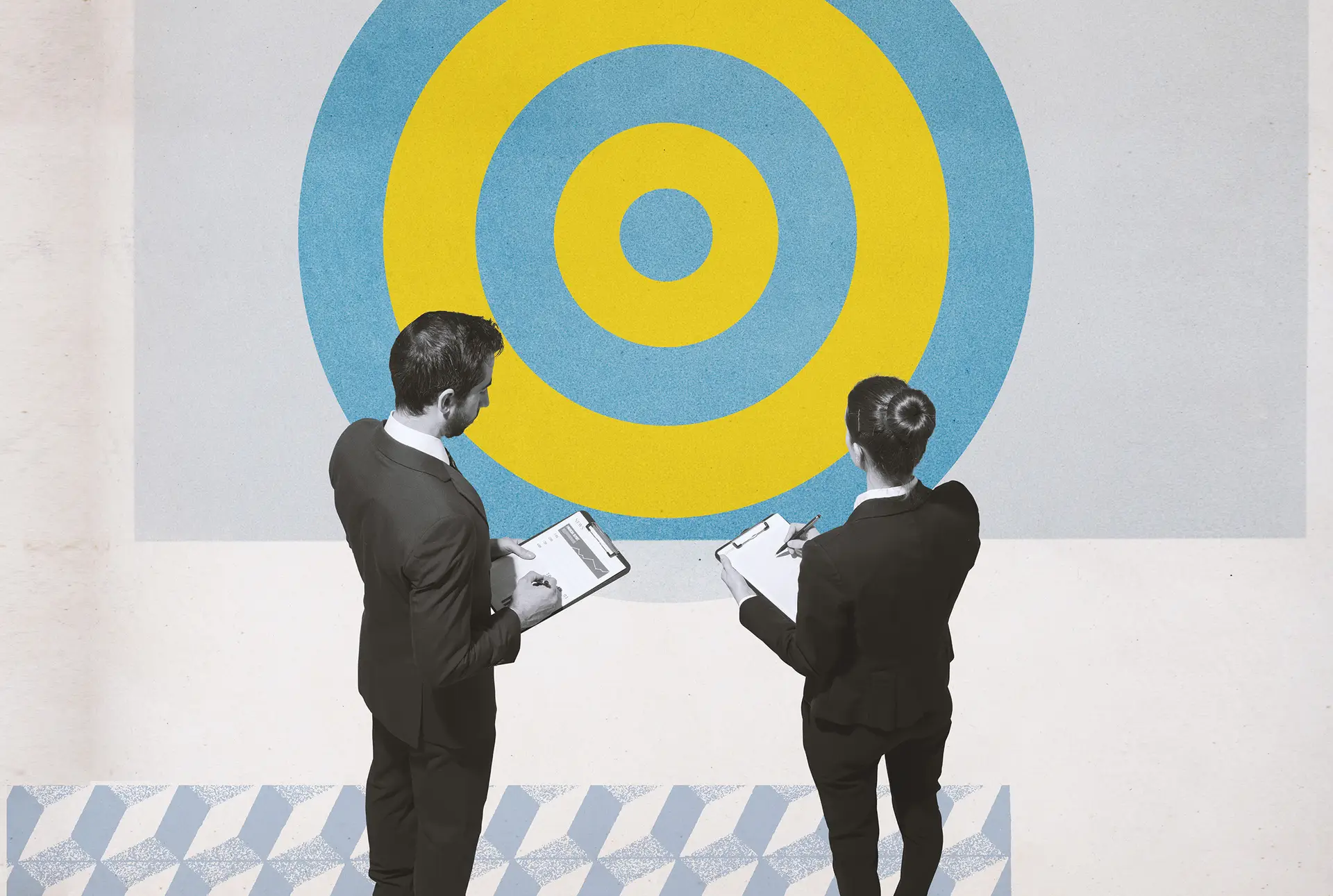 Corporate business team and target